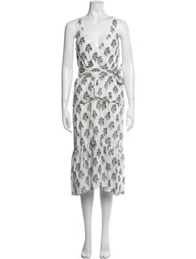 Pre-owned A.l.c Floral Print Midi Length Dress In White