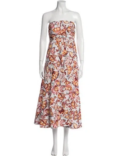 Pre-owned A.l.c Floral Print Midi Length Dress In White