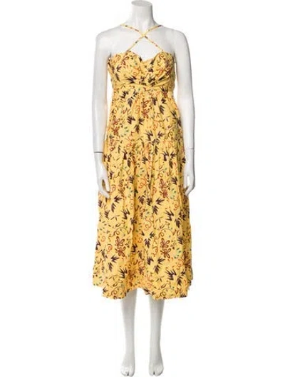 Pre-owned A.l.c Floral Print Midi Length Dress In Yellow