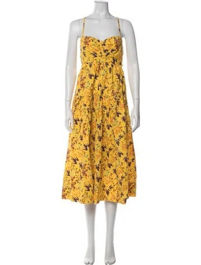 Pre-owned A.l.c Floral Print Midi Length Dress In Yellow
