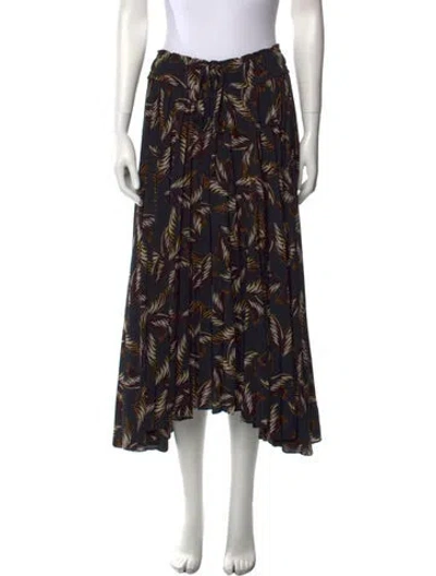 Pre-owned A.l.c Floral Print Midi Length Skirt In Black