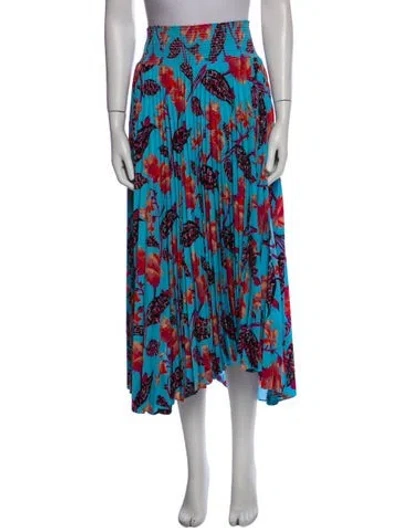 Pre-owned A.l.c Floral Print Midi Length Skirt In Blue