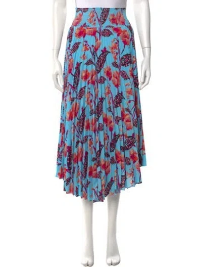 Pre-owned A.l.c Floral Print Midi Length Skirt In Blue