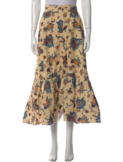 Pre-owned A.l.c Floral Print Midi Length Skirt In Orange