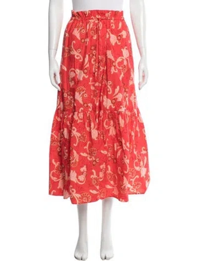 Pre-owned A.l.c Floral Print Midi Length Skirt In Orange