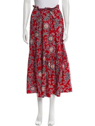 Pre-owned A.l.c Floral Print Midi Length Skirt In Red