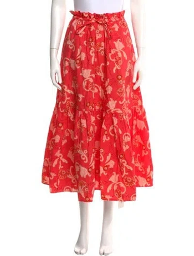 Pre-owned A.l.c Floral Print Midi Length Skirt In Red