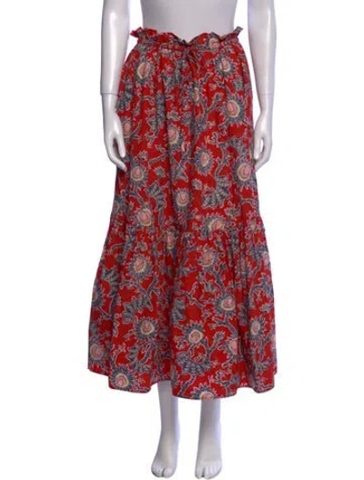 Pre-owned A.l.c Floral Print Midi Length Skirt In Red