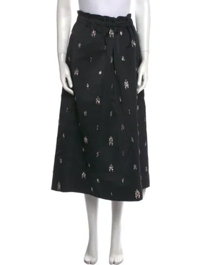 Pre-owned A.l.c Floral Print Midi Length Skirt W/ Tags In Black