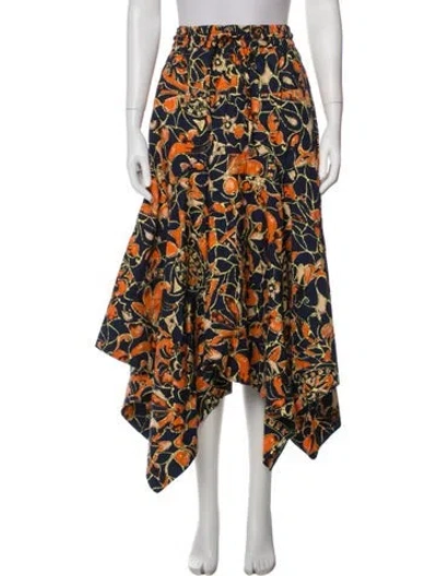 Pre-owned A.l.c Floral Print Midi Length Skirt W/ Tags In Blue