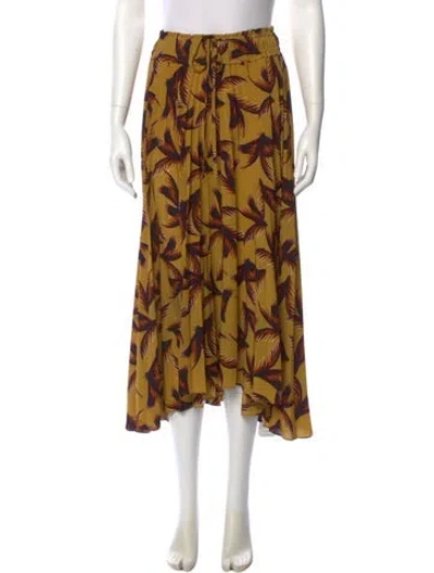 Pre-owned A.l.c Floral Print Midi Length Skirt In Yellow