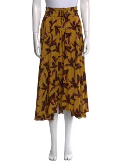 Pre-owned A.l.c Floral Print Midi Length Skirt In Yellow