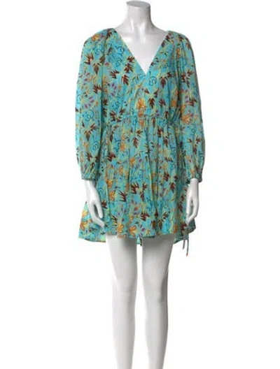 Pre-owned A.l.c Floral Print Mini Dress In Blue