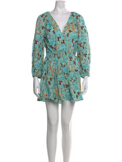 Pre-owned A.l.c Floral Print Mini Dress In Blue