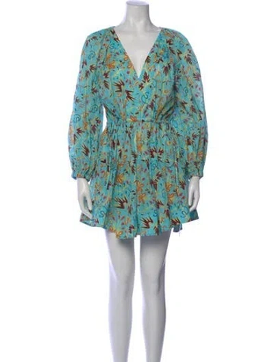 Pre-owned A.l.c Floral Print Mini Dress In Blue