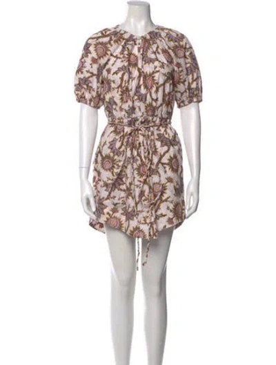 Pre-owned A.l.c Floral Print Mini Dress In Neutral