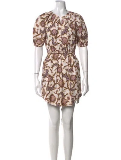 Pre-owned A.l.c Floral Print Mini Dress In Neutral