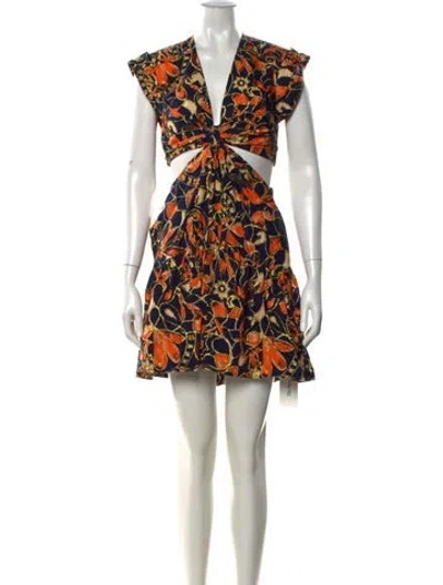 Pre-owned A.l.c Floral Print Mini Dress In Orange