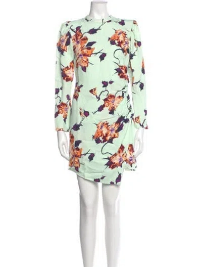 Pre-owned A.l.c Floral Print Mini Dress W/ Tags In Green