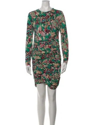 Pre-owned A.l.c Floral Print Mini Dress W/ Tags In Green