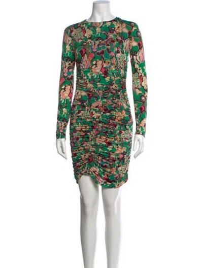 Pre-owned A.l.c Floral Print Mini Dress W/ Tags In Green