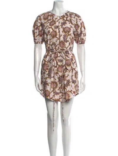 Pre-owned A.l.c Floral Print Mini Dress In White