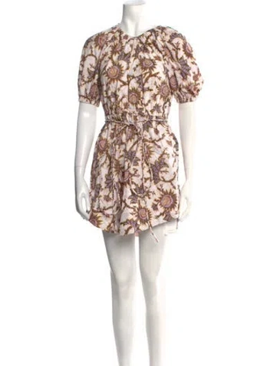 Pre-owned A.l.c Floral Print Mini Dress In White