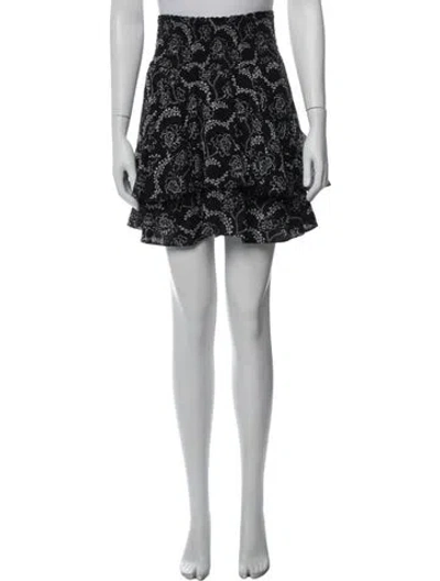 Pre-owned A.l.c Floral Print Mini Skirt In Black/white