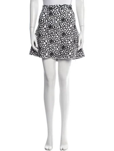 Pre-owned A.l.c Floral Print Mini Skirt In Black/white