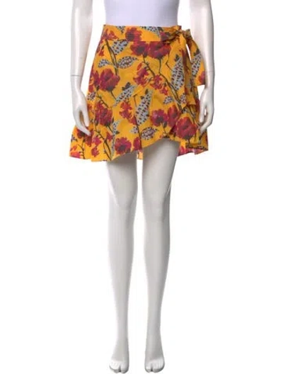 Pre-owned A.l.c Floral Print Mini Skirt In Yellow