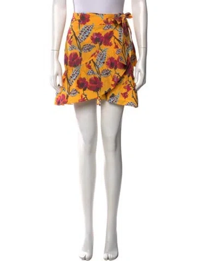 Pre-owned A.l.c Floral Print Mini Skirt In Yellow