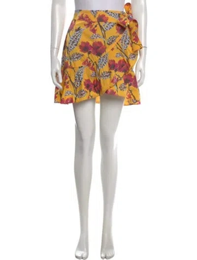 Pre-owned A.l.c Floral Print Mini Skirt In Yellow