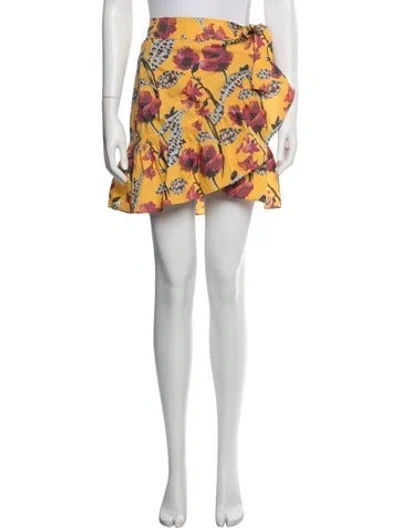 Pre-owned A.l.c Floral Print Mini Skirt In Yellow