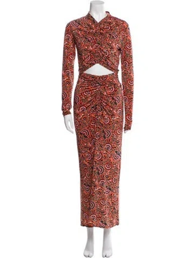 Pre-owned A.l.c Floral Print Ruffle Embellishment Skirt Set In Pink