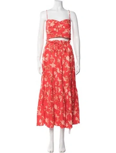 Pre-owned A.l.c Floral Print Skirt Set In Red