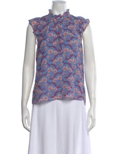 Pre-owned A.l.c Floral Print Sleeveless Top In Blue