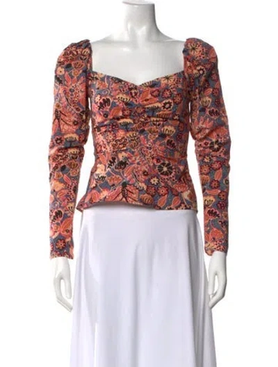 Pre-owned A.l.c Floral Print Square Neckline Blouse In Pink
