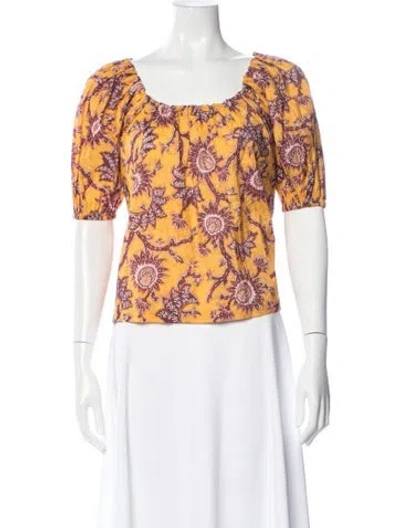 Pre-owned A.l.c Floral Print Square Neckline Top In Multi