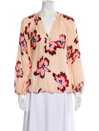 Pre-owned A.l.c Floral Print V-neck Blouse In Neutral