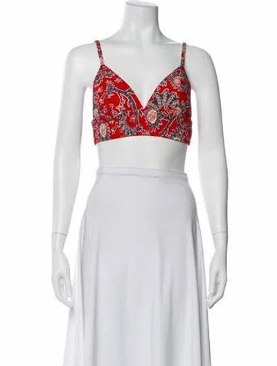 Pre-owned A.l.c Floral Print V-neck Crop Top In Gray