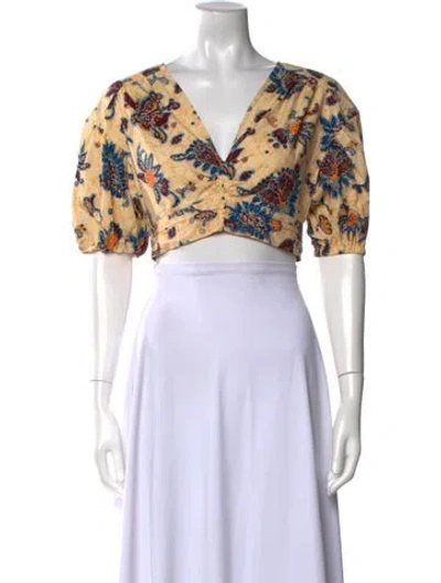 Pre-owned A.l.c Floral Print V-neck Crop Top In Neutral