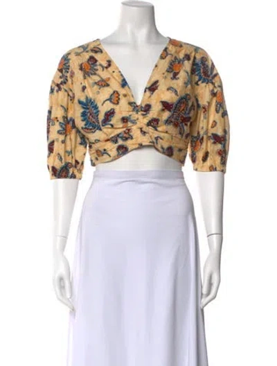 Pre-owned A.l.c Floral Print V-neck Crop Top In Neutral