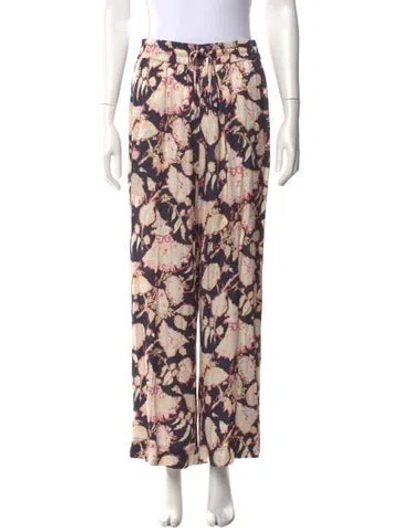 Pre-owned A.l.c Floral Print Wide Leg Pants In Blue
