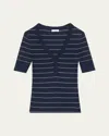 A.l.c Francis Stripe Top In Navy Bright White