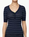A.l.c Francis V Neck Top In Navy/bright White In Blue