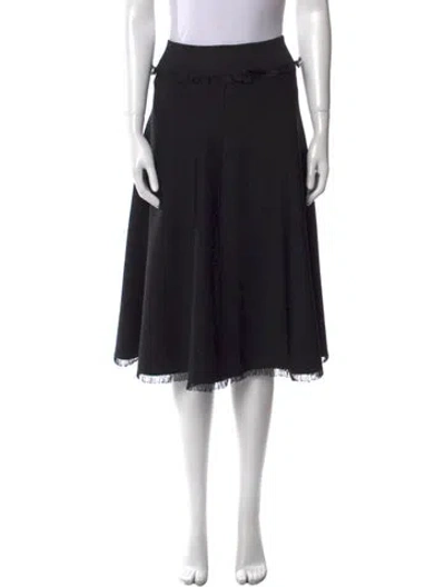 Pre-owned A.l.c Fringe Trim Accent Knee-length Skirt In Black