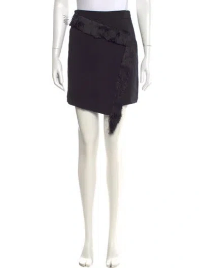 Pre-owned A.l.c Fringe Trim Accent Knee-length Skirt In Black