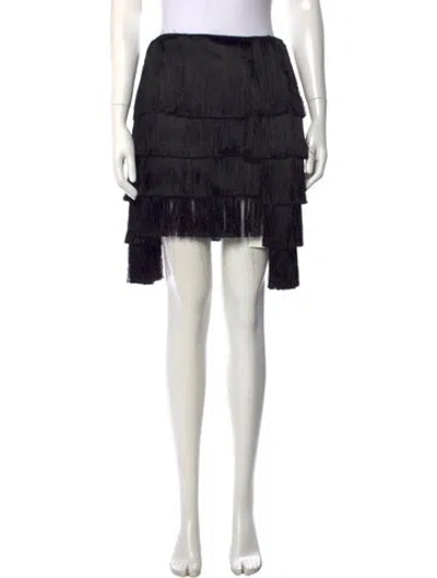 Pre-owned A.l.c Fringe Trim Accent Mini Skirt In Black