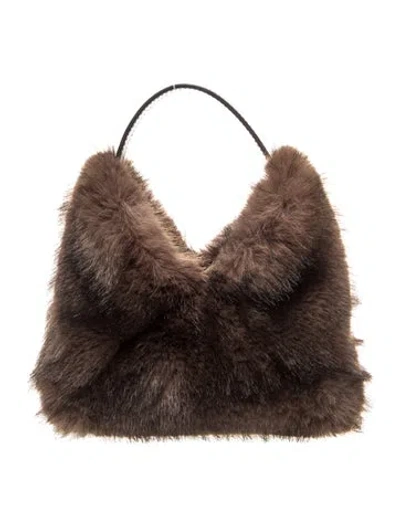 Pre-owned A.l.c Fur Top Handle Bag In Brown