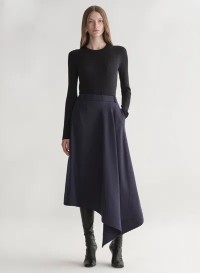 A.l.c Gael Melange Twill Midi Skirt In Blue